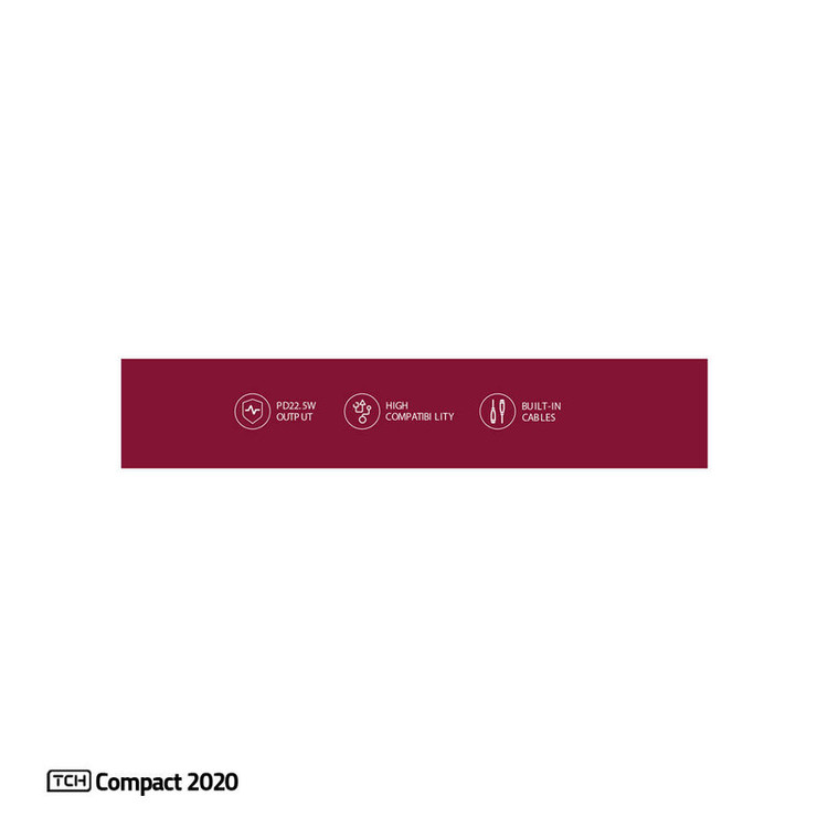 پاوربانک 22.5 وات تی سی اچ مدل Compact 2020 ظرفیت 20000 میلیآمپرساعت به همراه 2 عدد کابل USB-C / لایتنینگ