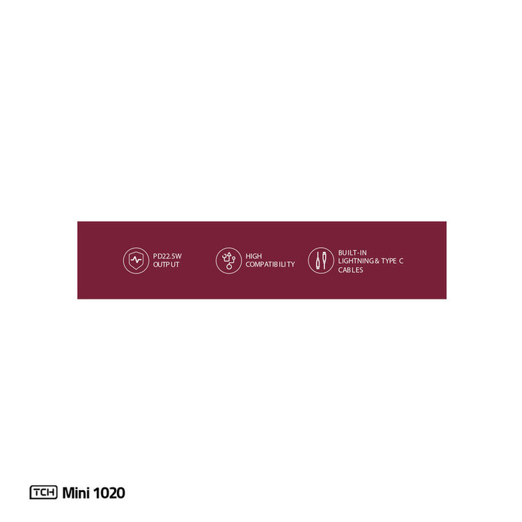 پاوربانک 22.5 وات تی سی اچ مدل Mini 1020 ظرفیت 10000 میلیآمپرساعت به همراه کابل تبدیل USB-C به لایتنینگ