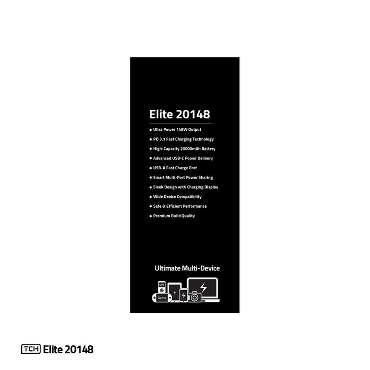 پاوربانک 148 وات تی سی اچ مدل Elite 20148 ظرفیت 20000 میلیآمپرساعت